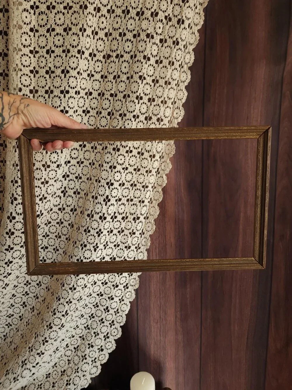 Vintage 1930s Frame, Wood with Faux Grain Rustic Wal Decor, 10x16 Inch